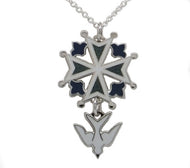 Silver Enamel Huguenot Cross Pendant